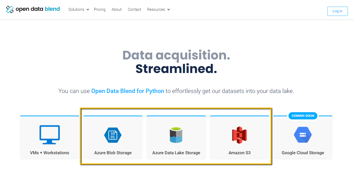Open Data Blend for Python Data Lake Support