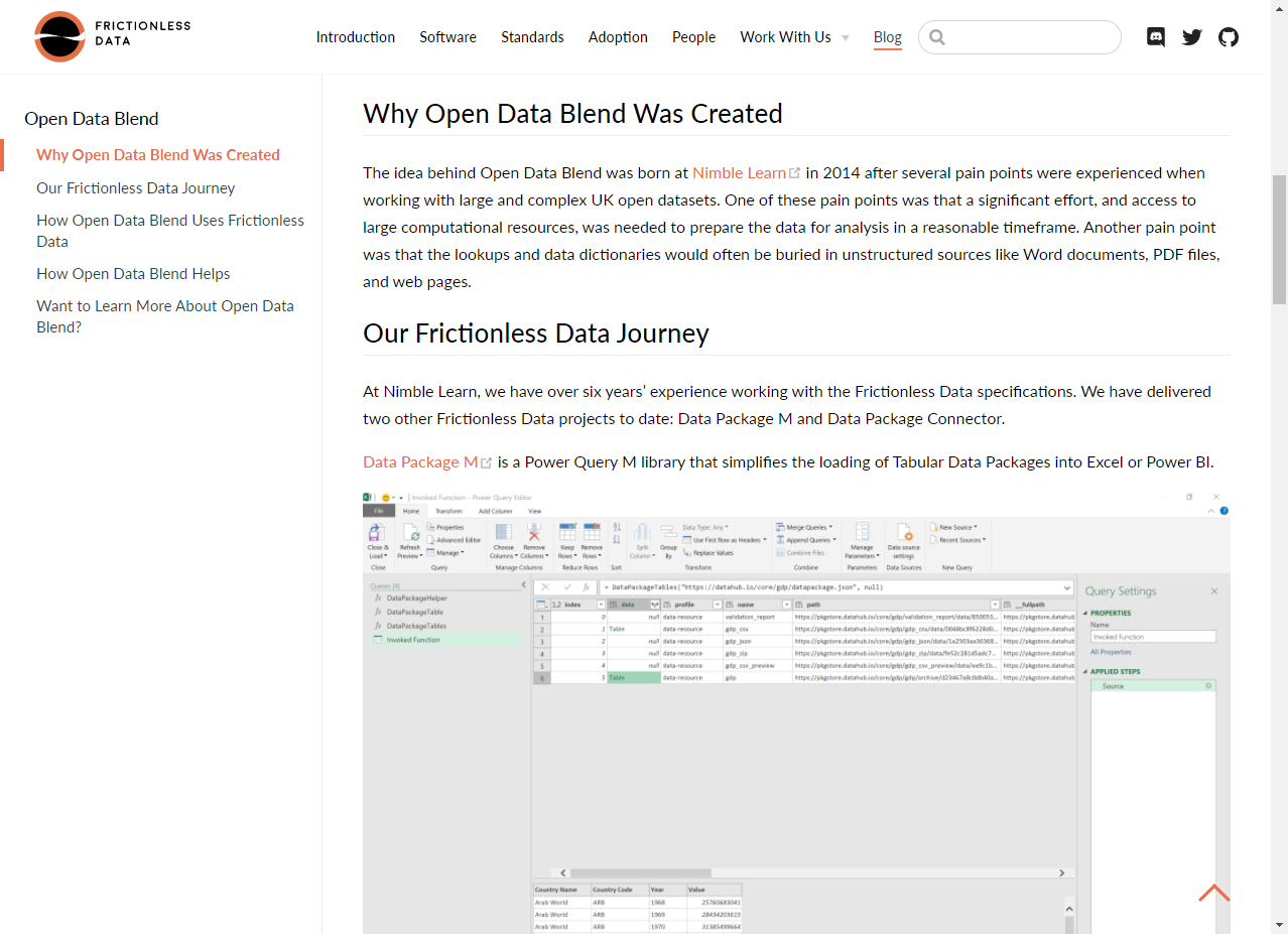 Open Data Blend Frictionless Data Case Study